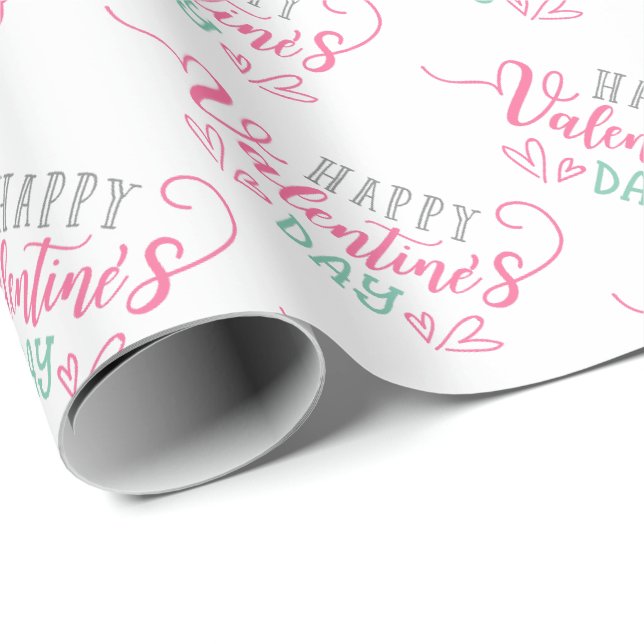 Papel De Regalo Día moderno de San Valentín feliz   (Esquina del rollo)