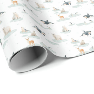 Papel De Regalo Día nevado - guardería de invierno de animales árt