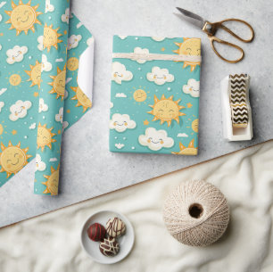 Papel De Regalo Día soleado teal