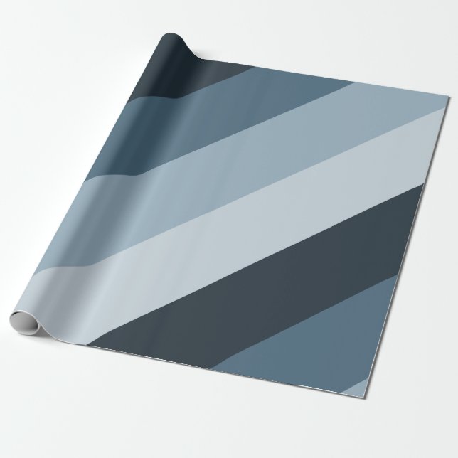 Papel De Regalo Diagonal azul y gris a rayas | Cualquier longitud  (Desenrollado)