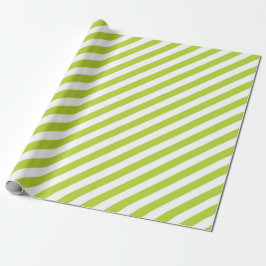 Papel De Regalo Diagonal lime green and white stripes pattern