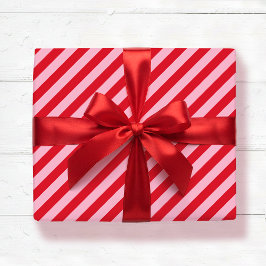 Papel De Regalo Diagonal Striped Pattern Red Pink Traditional