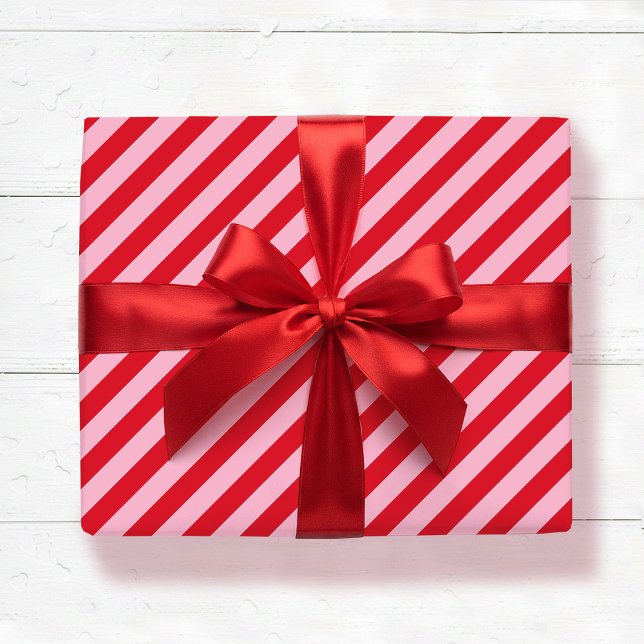 Papel De Regalo Diagonal Striped Pattern Red Pink Wide Stripe (Subido por el creador)