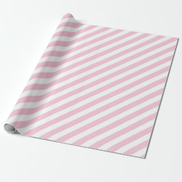 Papel De Regalo Diagonal white and pink stripes pattern