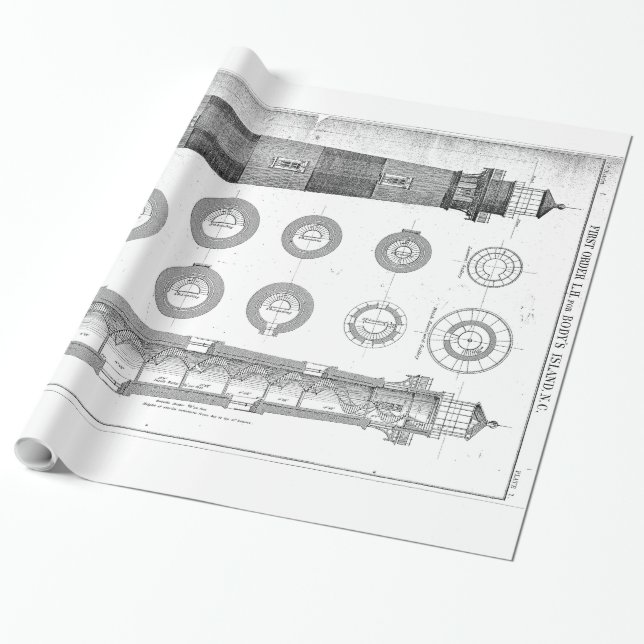 Papel De Regalo Diagrama del faro de la isla Bodie (Desenrollado)
