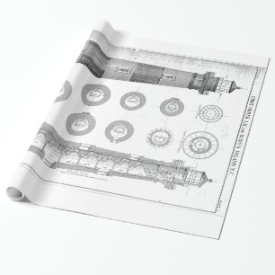 Papel De Regalo Diagrama del faro de la isla de Bodie del vintage
