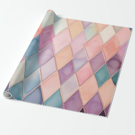 Papel de Regalo Diamante Arlequín Acuarela Pastel
