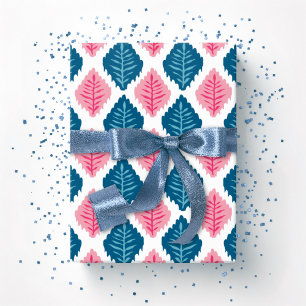 Papel De Regalo Diamante de Hoja de Vieira en Rosa y Aqua