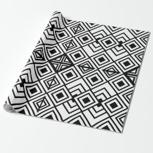 Papel De Regalo Diamante geométrico negro y blanco