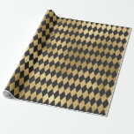 Papel De Regalo Diamante gris y Relieve metalizado dorado<br><div class="desc">Papel de envoltura de diamantes de color gris y oro.</div>
