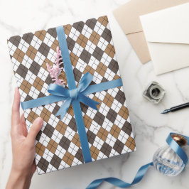 Papel De Regalo Diamante Marrón Argyle