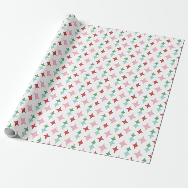 Papel De Regalo Diamante retro central | Navidades Pastel (Desenrollado)