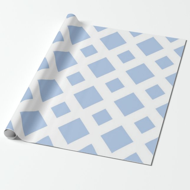 Papel De Regalo Diamantes azules claros sobre blanco (Desenrollado)