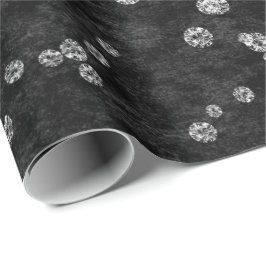 Papel De Regalo Diamantes Confetti terciopelo blanco negro elegant