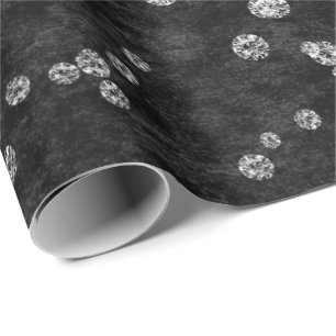 Papel De Regalo Diamantes Confetti terciopelo blanco negro elegant