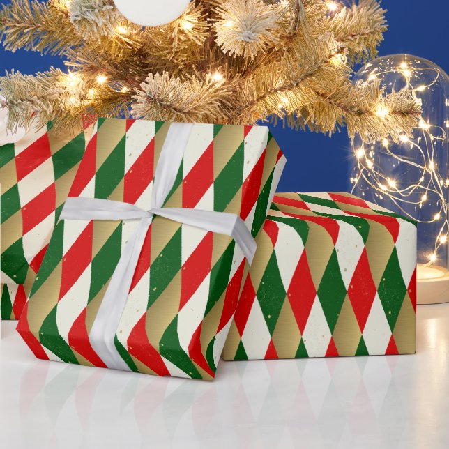 Papel De Regalo Diamantes de Harlequin navideño vintage (Vacaciones)