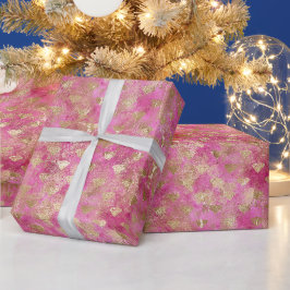 Papel De Regalo Diamantes de oro rosado de Girly