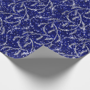 Papel De Regalo Diamantes de plata florales del laurel brillante