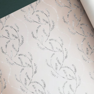 Papel De Regalo Diamantes de plata florales del laurel brillante