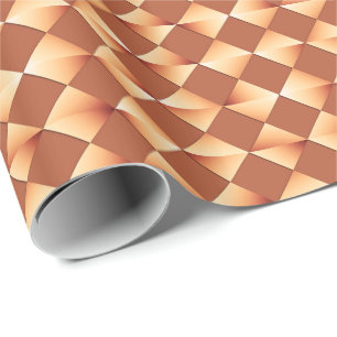 Papel De Regalo Diamantes de seda de mediados de siglo - cobre y m