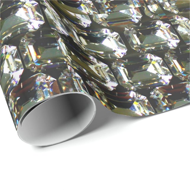 Papel De Regalo Diamantes, elegantes piedras preciosas (Esquina del rollo)