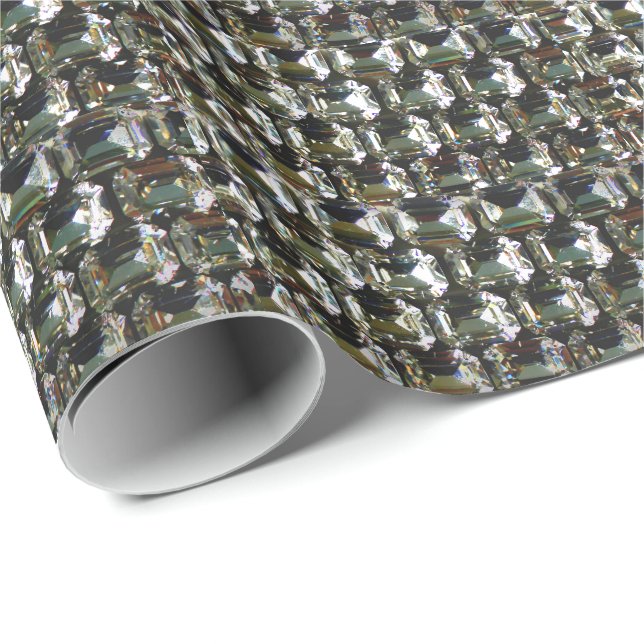 Papel De Regalo Diamantes, elegantes piedras preciosas (Esquina del rollo)