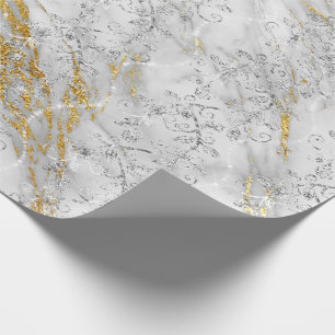Papel De Regalo Diamantes espumosos oro de mármol gris blanco