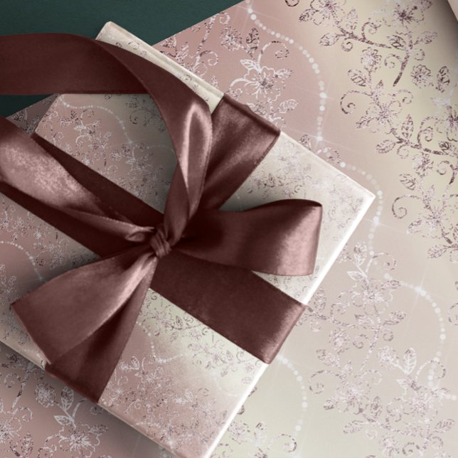 Papel De Regalo Diamantes espumosos Rubor Pearl Silver Rosa Gold (Sparkly Diamonds Blush Pearl Silver Pink Rose Gold Wrapping Paper)