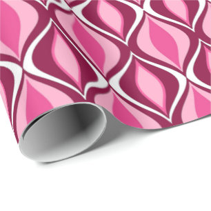 Papel De Regalo Diamantes modernos de mediados del siglo, Borgoña 