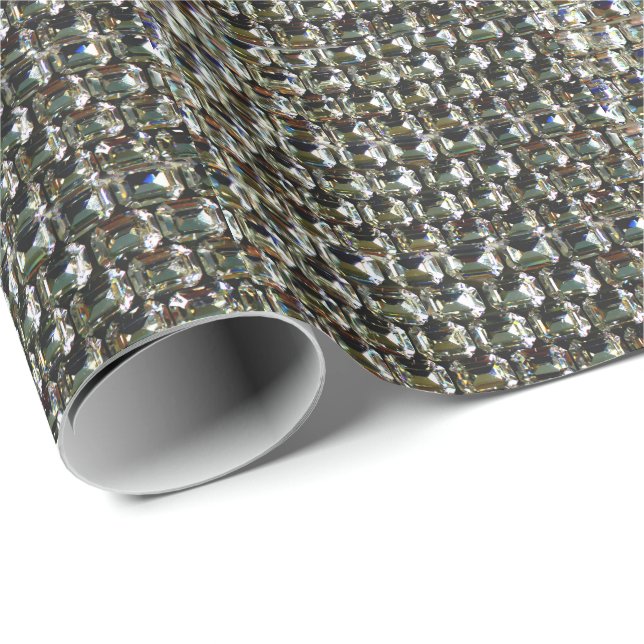 Papel De Regalo Diamantes, patrón de joyas de piedra gemela (Esquina del rollo)