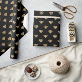 Papel De Regalo Diamantes Purpurinas de oro negro