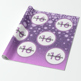 Papel De Regalo Diamantes purpurinas rosados púrpura nombre Sweet 