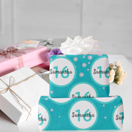 Papel De Regalo Diamantes verde azulados de purpurina verde de 16 