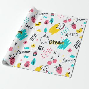Papel De Regalo Dibujado a mano de color dulce
