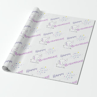 Papel De Regalo Dibujo animado de cumpleaños de elefante soplando
