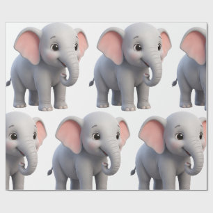 Papel De Regalo Dibujo animado de guardería de elefante bebé lindo