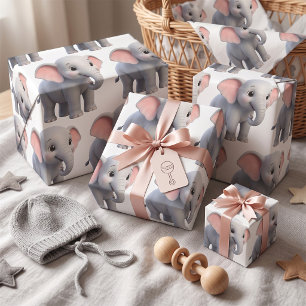 Papel De Regalo Dibujo animado de guardería de elefante bebé lindo