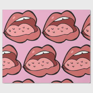 Papel De Regalo Dibujo animado divertido con boca y labios abierto