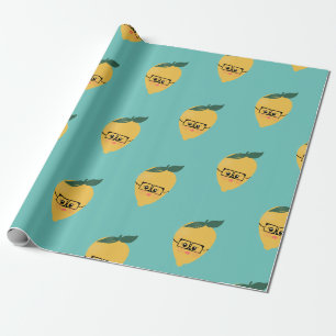 Papel De Regalo Dibujo animado divertido de limón amarillo lindo