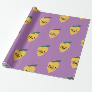 Papel De Regalo Dibujo animado divertido de limón amarillo lindo