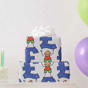 Papel De Regalo Dibujo animado juguetón parado sobre una libra