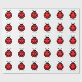 Papel De Regalo Dibujo Artístico de Mariquita Roja con Nombre Pers