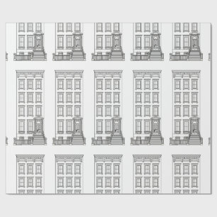Papel De Regalo Dibujo clásico de apartamento con stoop de Nueva Y