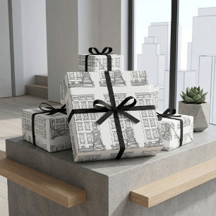 Papel De Regalo Dibujo clásico de apartamento con stoop de Nueva Y