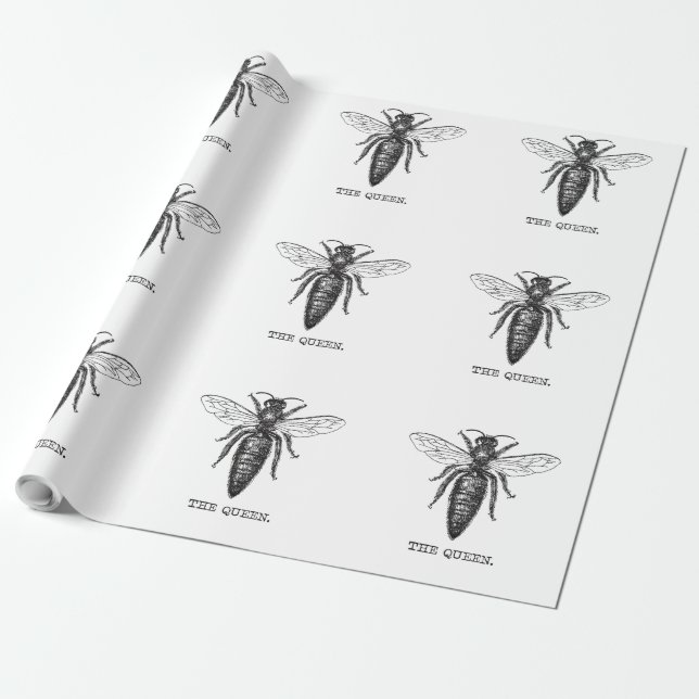 Papel De Regalo Dibujo clásico del Ilustracion Queen Bee (Desenrollado)