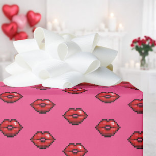 Papel De Regalo Dibujo de Arte Pixel de Labios Rojos Divertidos pa