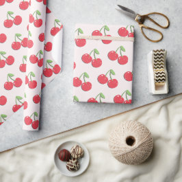Papel De Regalo Dibujo De Cereza Roja Lindo Desgastado