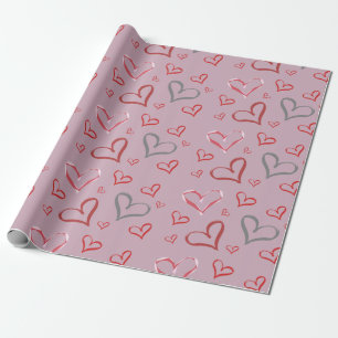 Papel De Regalo Dibujo de corazones multicolores singulares