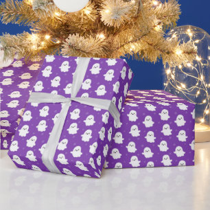Papel De Regalo Dibujo de Fantasma Morado Lindo – Diseño de Hallow