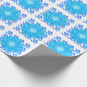 Papel De Regalo Dibujo De Flor De Lazo De Vidrio Azul Con Patrón O
